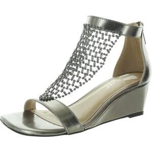 NIB! Thalia Sodi Sheila Embellished Ankle-Strap Wedge
Sandals - Pewter